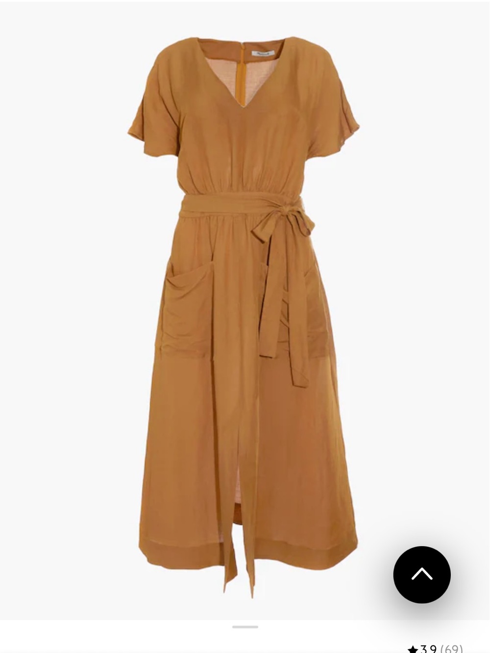 Madewell Caramel Tie-Waist V-Neck Midi Dress - Picture 2 of 6